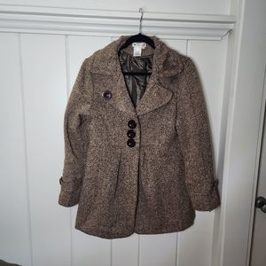 Papillon Brown Tweed Coat Size Large
